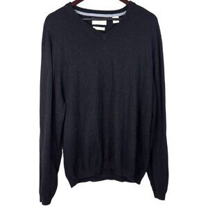 Weatherproof Vintage Black V-Neck Sweater Cotton Cashmere Blend L